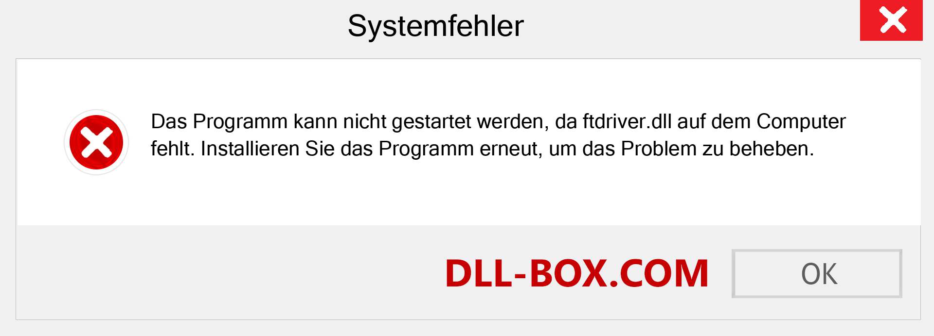 ftdriver.dll-Datei fehlt?. Download für Windows 7, 8, 10 - Fix ftdriver dll Missing Error unter Windows, Fotos, Bildern